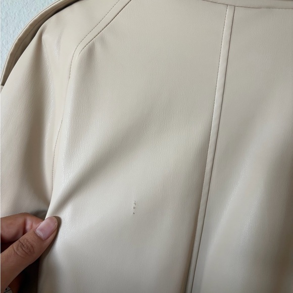 ZARA Cream Faux Leather Trench Coat – Size L - Great Condition - Picture 6 of 9
